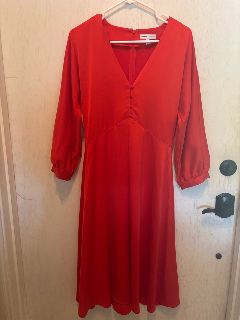 Express NWOT Red V-Neck Long Sleeve Midi Dress